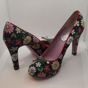 Designer Dali Floral High Heeled Shoes 38 8